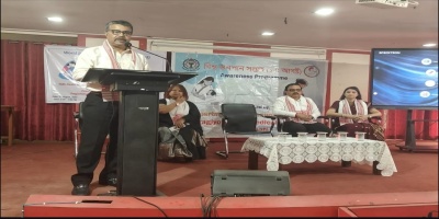 Department of Community Medicine, Pragjyotishpur Medical College & Hospital organised an awareness programme on 07/08/2025 at Handique Girls College,  Guwahati to celebrate World Breastfeeding Week 2025.  The Principal of PMCH Dr. B. K Baishya adressing the participants @ Handique College